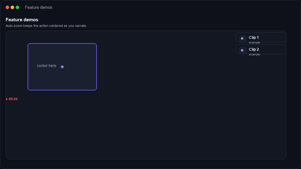 Feature demos with auto-zoom